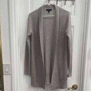 SAKS FiIFTH AVENUE Open-Front Beige Cashmere Cardigan Sweater